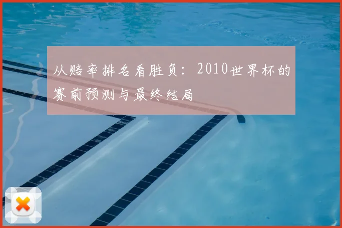 从赔率排名看胜负：2010世界杯的赛前预测与最终结局